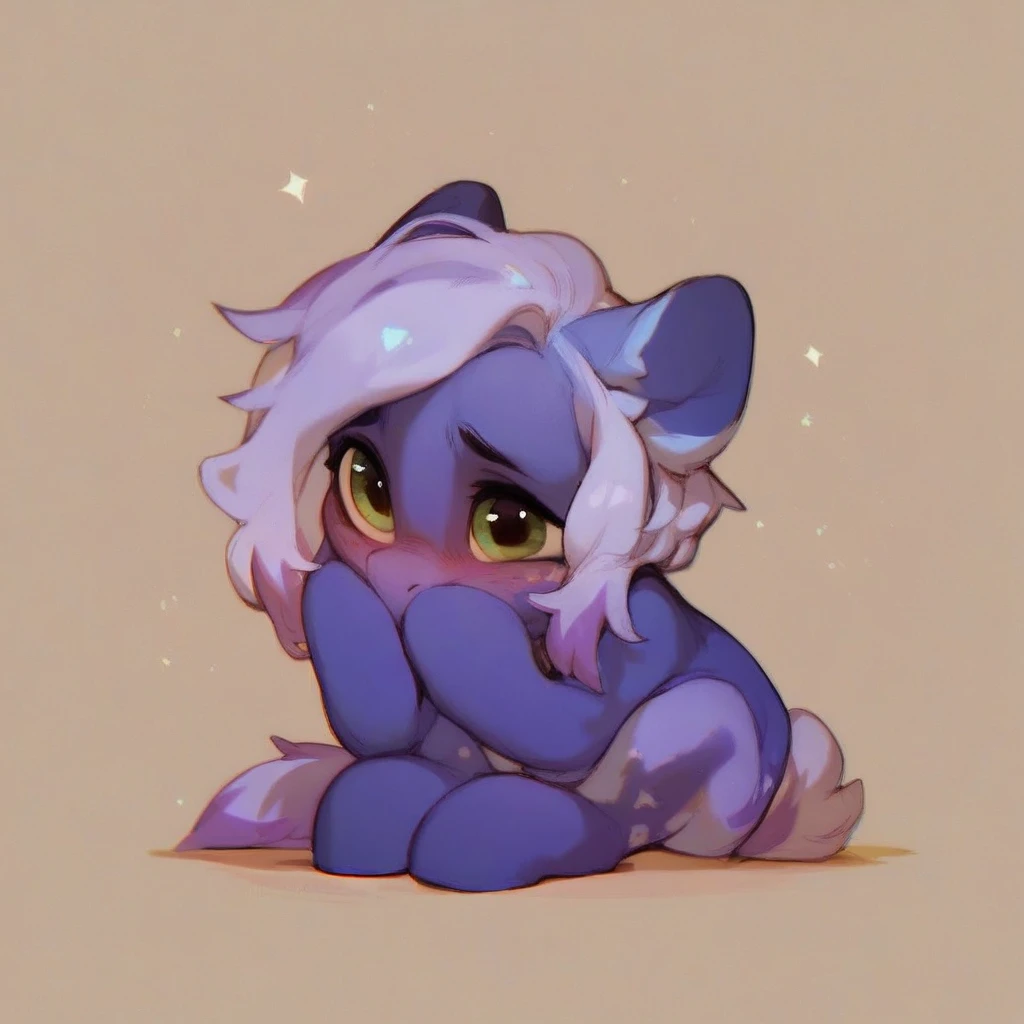 score_9, score_8_up, score_7_up, score_6_up, cute , simple background, full body, oc kibry character,circle body little,purple body,eyes light purple,face shy