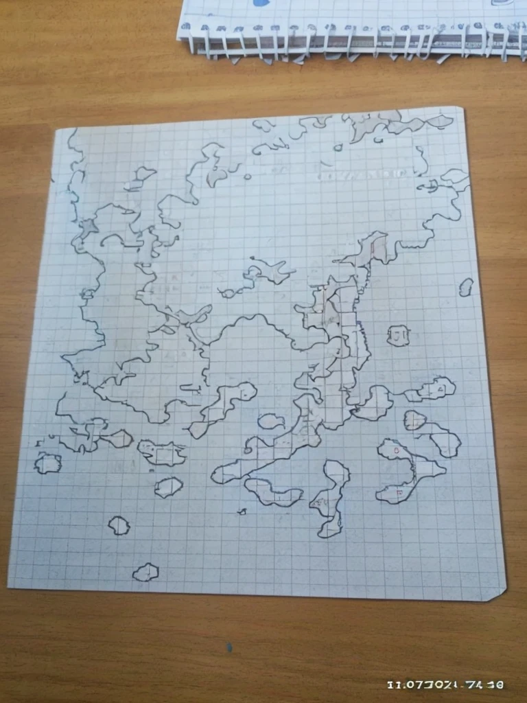 Please complete my picture of the map of the mainland. This is a magical universe. Draw mountains, rivers, lakes, forests, mark cities and states. 