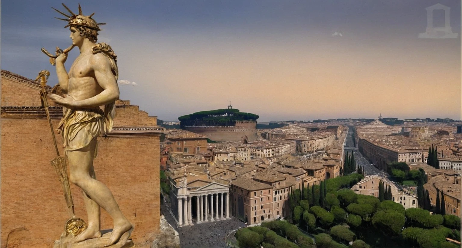 arafed view of a city with a road and a bridge, rome backdrop, rome, all roads lead to rome, rome in background, eternal city, vatican in background, roman historic works, roma, the photo shows a large, colosseo, vatican, city wall, by Pogus Caesar, by Francesco Raibolini, a gigantic