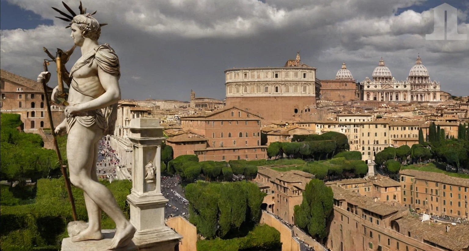 arafed view of a city with a road and a bridge, rome backdrop, rome, all roads lead to rome, rome in background, eternal city, vatican in background, roman historic works, roma, the photo shows a large, colosseo, vatican, city wall, by Pogus Caesar, by Francesco Raibolini, a gigantic