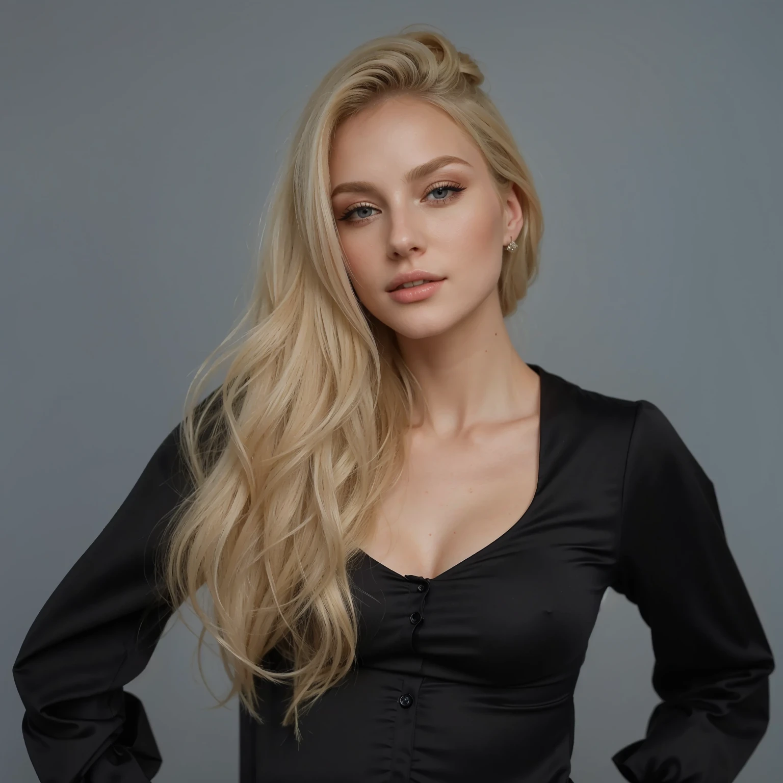 a closeup of a woman in a black dress posing for a photo, Sidney Sweeney, a beautiful blonde, beautiful blonde girl, with long blonde hair, Anastasia Ovchinnikova, Victoria Gavrilenko, Instagram Template, black cap, Aleksandra Waliszewska, inspired by Károly Lotz, Magdalena more often