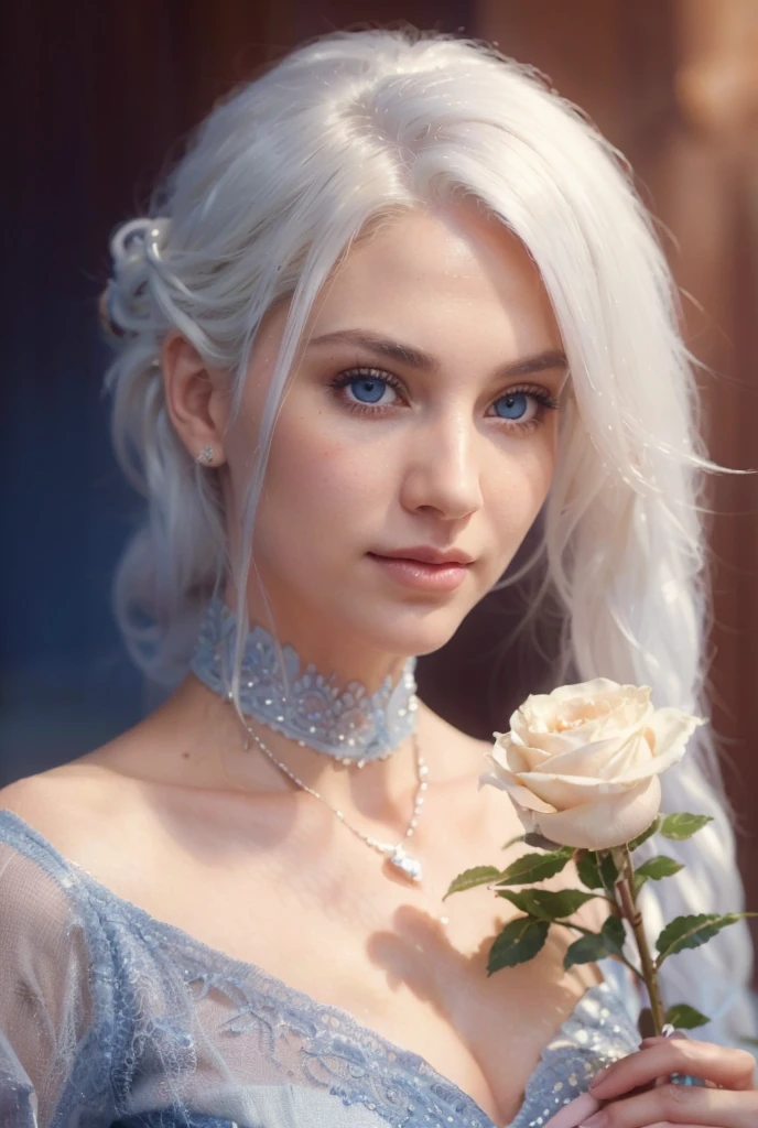 Breathtaking cinematic photo of a 30 year old girl with white hair and blue eyes, happy, cheerful expression, closed mouth, beautiful lips, intricate details, shallow depth of field, highly detailed, high budget, epic Hollywood film, gorgeous, masterpiece, award-winning, professional, highly detailed, detailed skin texture, (blush: 0.5), (goosebumps: 0.5). (the most beautiful woman in the world) (white hair) (long curly hair, wild hair, stylish cut) thin face, thin nose, beautiful, very beautiful, perfect face, slender body (slender), (white hair) (blue eyes ) (white skin) Beautiful body, western face, predatory eyes, pink lips, thick thighs. full body, western beauty, thin nose, beautiful, perfect, ((best quality)), ((ultra resolution)), ((photorealistic: 1.4)), (intricate details), perfect face, makeup: 1.5 , clear face, facial details. front view ((uniform, tactical costume, agent costume, spy))