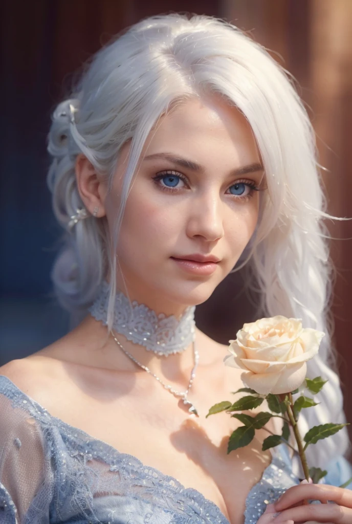 Breathtaking cinematic photo of a 30 year old girl with white hair and blue eyes, happy, cheerful expression, closed mouth, beautiful lips, intricate details, shallow depth of field, highly detailed, high budget, epic Hollywood film, gorgeous, masterpiece, award-winning, professional, highly detailed, detailed skin texture, (blush: 0.5), (goosebumps: 0.5). (the most beautiful woman in the world) (white hair) (long curly hair, wild hair, stylish cut) thin face, thin nose, beautiful, very beautiful, perfect face, slender body (slender), (white hair) (blue eyes ) (white skin) Beautiful body, western face, predatory eyes, pink lips, thick thighs. full body, western beauty, thin nose, beautiful, perfect, ((best quality)), ((ultra resolution)), ((photorealistic: 1.4)), (intricate details), perfect face, makeup: 1.5 , clear face, facial details. front view ((uniform, tactical costume, agent costume, spy))