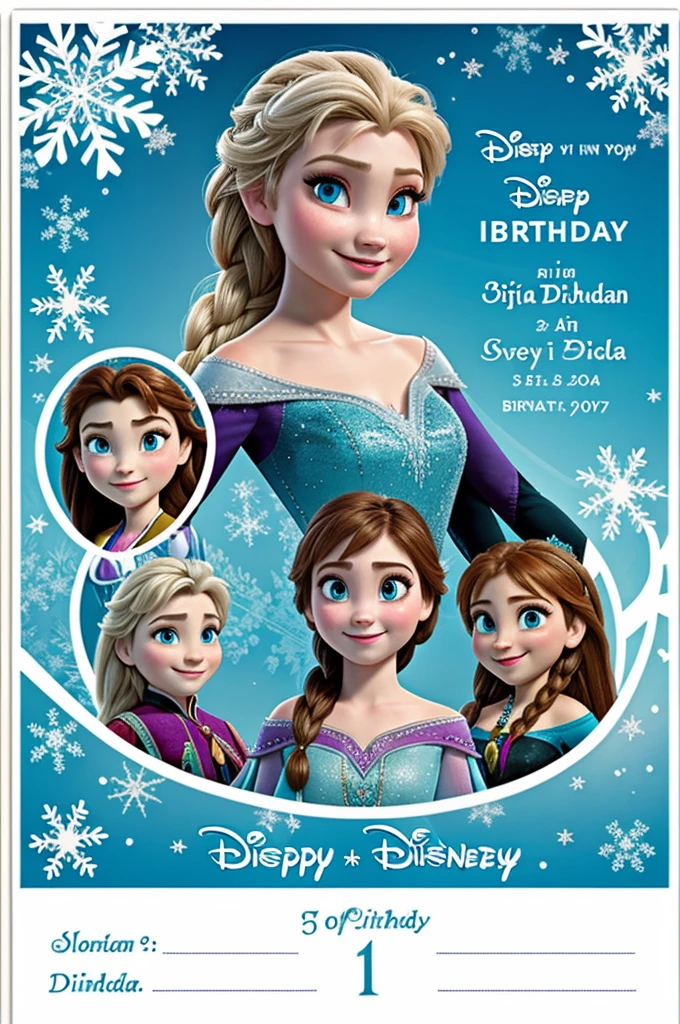 Birthday invitation for Sofia with Frozen Disney theme 
