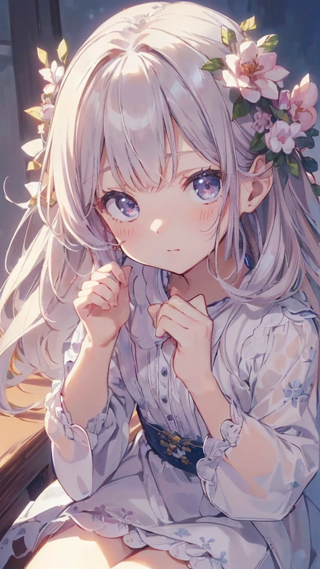 masterpiece、Highest quality、Highest quality、(((upon)))、 ((((small))、Hair quality and shine、顔がsmall、Sitting、Very detailed, beautiful, Big eyes、Super detailed, clear and beautiful faces、(Cute illustrations:1.2), High resolution, Super detailed, Highest quality, Embarrassing