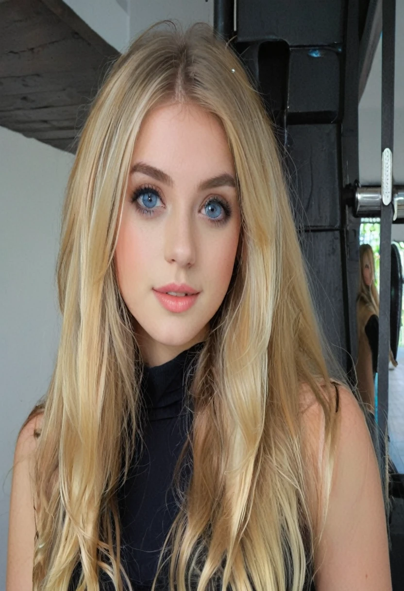 blonde woman with long hair and black top posing for a photo., long blonde hair and big eyes, 18 years, Kailee Mandel, with long blonde hair, long blonde hair and blue eyes, blonde hair and big eyes, A girl with blonde hair, long blonde hair and big eyes, blonde hair and blue eyes, a beautiful blonde, beautiful blonde girl