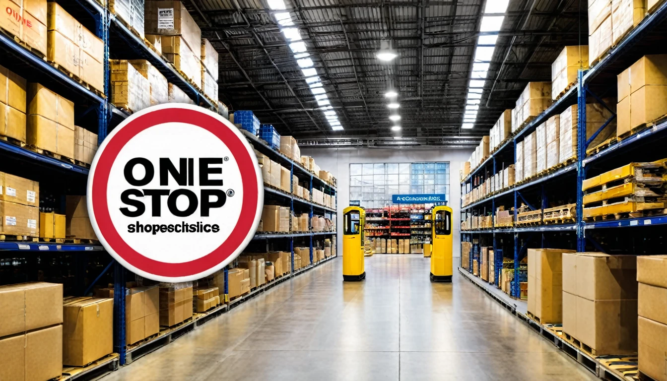 image alluding to the purchasing and logistics area, with slogan "one, stop, shop"