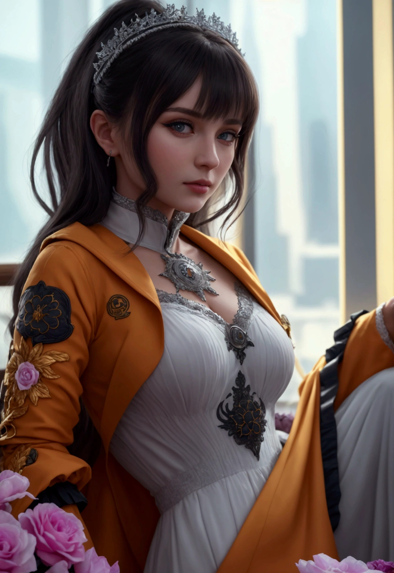 extremely detailed CG 8k wallpaper unit, focused, 8k wallpaper, 4k wallpaper, extremely detailed, ultra realistic, photorealistic, sharp focus, absurd, (HDR: 1.2), (high contrast), photography, detailed and intricate, instagram, portrait, highly detailed, digital painting, artstation, concept art, smooth, sharp focus, illustration, cinematic lighting, красивая девушка в легинсах с большими большими сиськами в полный рост сидит на диване