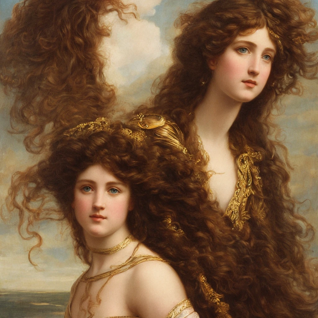 Pre-Raphaelite close-up portrait of a young maiden with long hair, wearing intricate armor, glorious atmosphere, high-quality, high definition