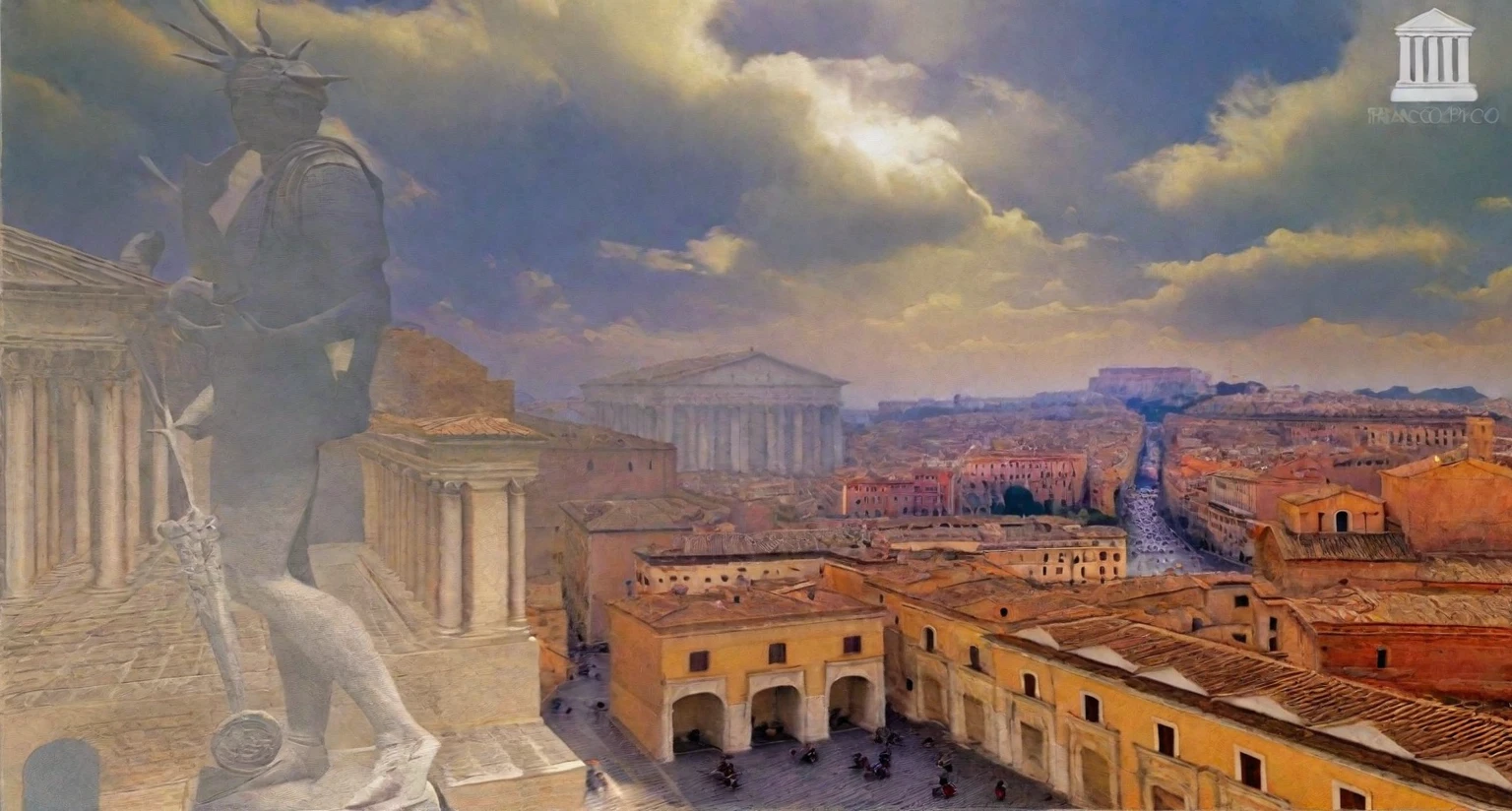 arafed view of a city with a road and a bridge, rome backdrop, rome, all roads lead to rome, rome in background, eternal city, vatican in background, roman historic works, roma, the photo shows a large, colosseo, vatican, city wall, by Pogus Caesar, by Francesco Raibolini, a gigantic