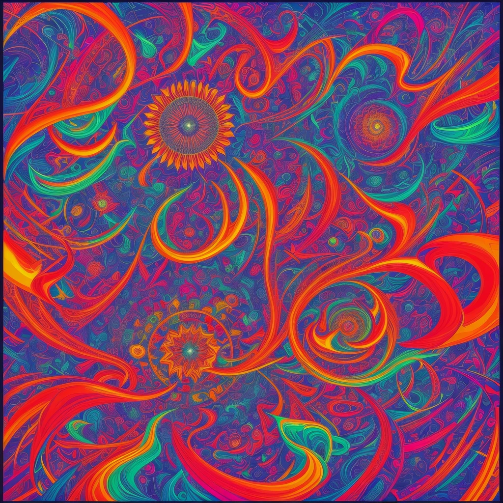 Create a psychedelic rock album cover with Red Hot Chili Peppers influences. The image should have vibrant colors and fluid psychedelic patterns. At the center, put the logo "AeLeXe" in a bold and distinctive font style. Incorporates visual elements that evoke rock energy and psychedelic aesthetics, like undulating shapes, spirals and fractal patterns. Includes some visual references to the Red Hot Chili Peppers style, like stylized peppers or tribal symbols. Use a contrasting warm and cool color palette, like vibrant red, Electric blue, deep purple and acid green. The composition must be dynamic and captivating, capturing the essence of a modern psychedelic rock sound.