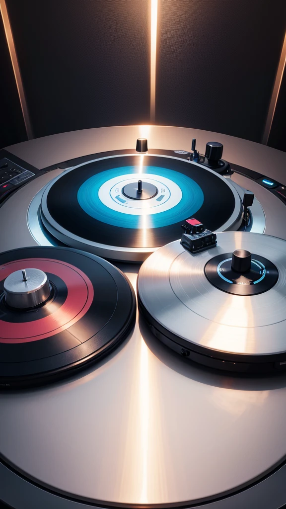 a turntable with dj mixer,