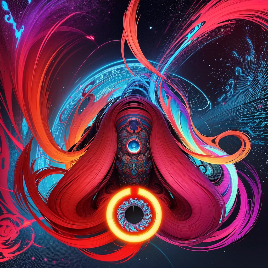 Create a rock album cover with Red Hot Chili Peppers influences. The image should have vibrant colors and fluid patterns. In the center place the "AeLeXe" logo in a bold and distinctive font style. It incorporates visual elements that evoke rock energy and psychedelic aesthetics, such as undulating shapes, spirals and fractal patterns. It includes some visual references to the Red Hot Chili Peppers style, such as stylized peppers or tribal symbols. Use a palette of contrasting warm and cool colors, such as vibrant red, electric blue, deep purple, and acid green. The composition must be dynamic and captivating, capturing the essence of a modern psychedelic rock sound.