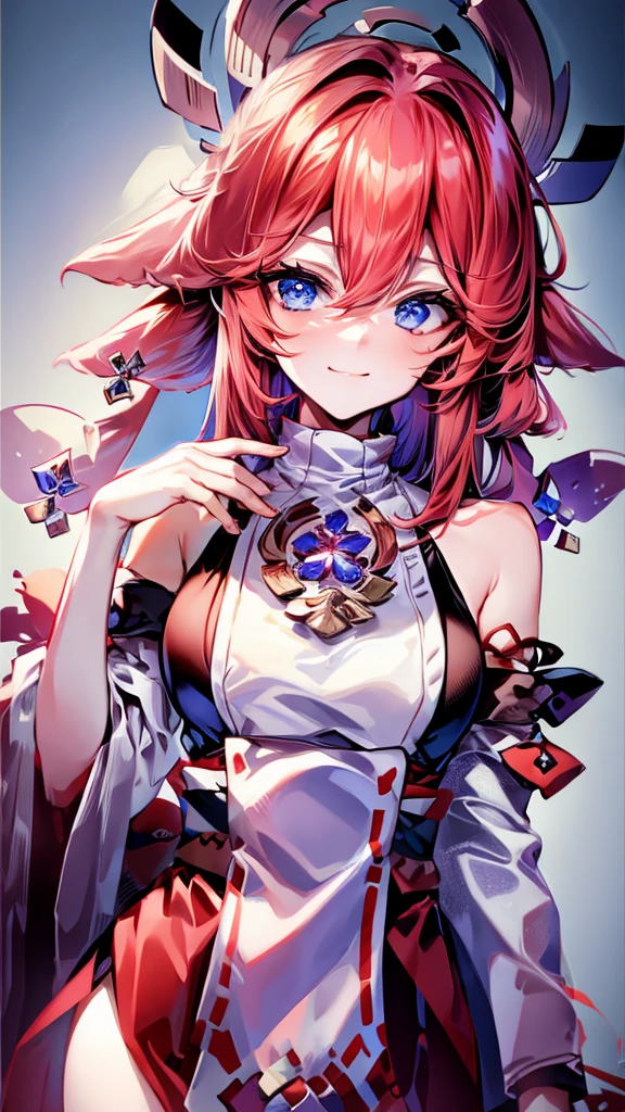 A red-haired girl with blue eyes