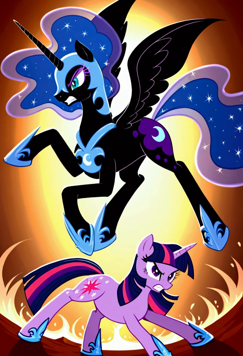 Pony  nightmare moon  fight Twilight sparkle   angry 
