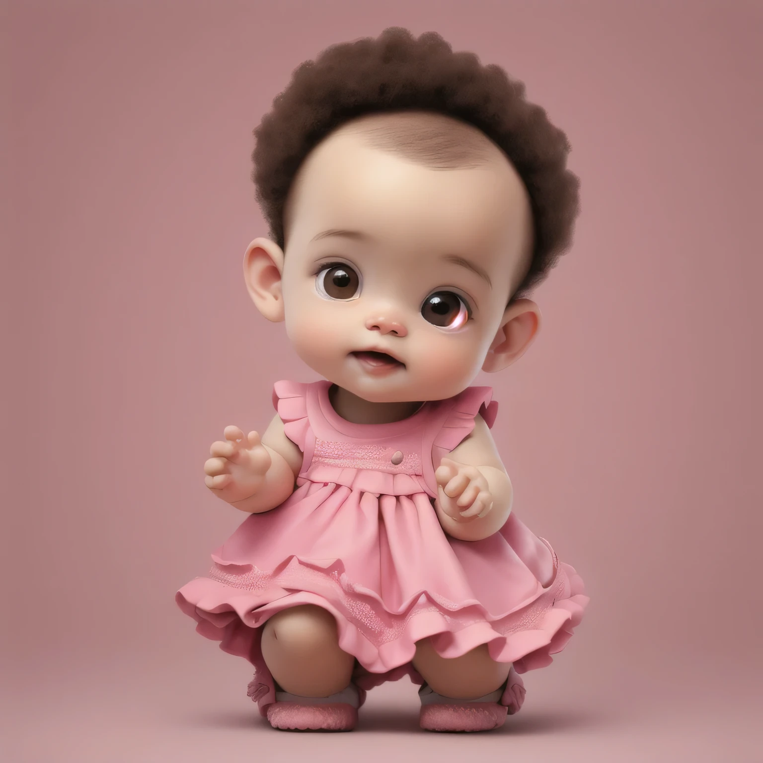 (( best qualityer )) de 9 meses, without hair, baldie, baby, brunette skin, baby fofa, Brown eyes, mulatto, baby muito fofa, baby linda, baby encantadora, pink dress, baby linda
