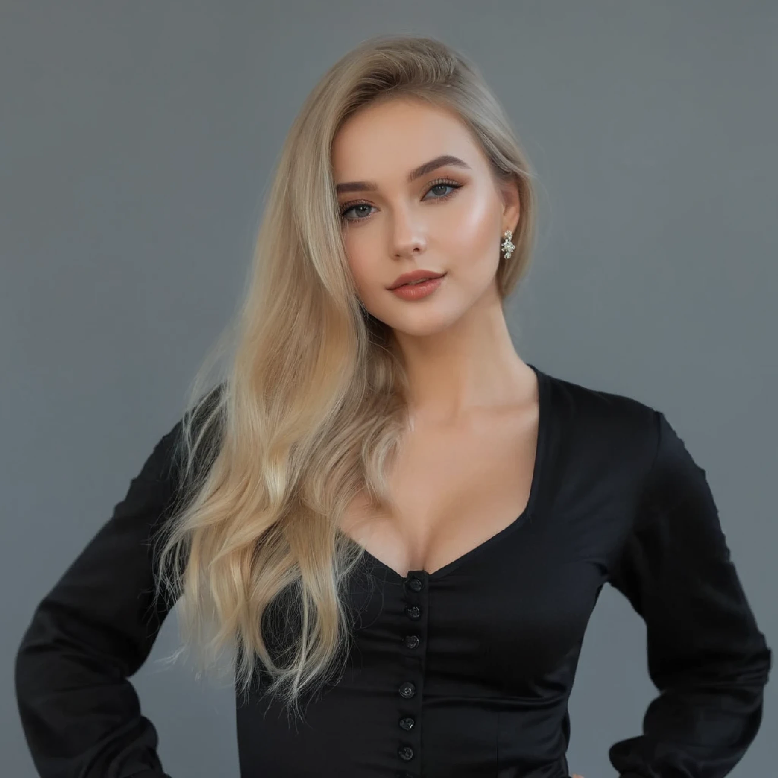 a closeup of a woman in a black dress posing for a photo, Sidney Sweeney, a beautiful blonde, beautiful blonde girl, with long blonde hair, Anastasia Ovchinnikova, Victoria Gavrilenko, Instagram Template, black cap, Aleksandra Waliszewska, inspired by Károly Lotz, Magdalena more often