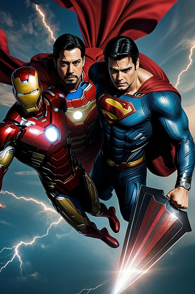 Superman con ironman y capitan america