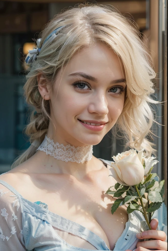 (best quality,4k,8k,highres,masterpiece:1.2), ultra-detailed, (realistic,photorealistic,photo-realistic:1.37), (beautiful detailed eyes, beautiful detailed lips, extremely detailed eyes and face), (white hair), studio lighting, physically-based rendering,vivid colors, (big tits, super big , super extra big tits:0.8), (combat medic:1.5), (soft lighting:0.8), (portrait, smile:1.5),