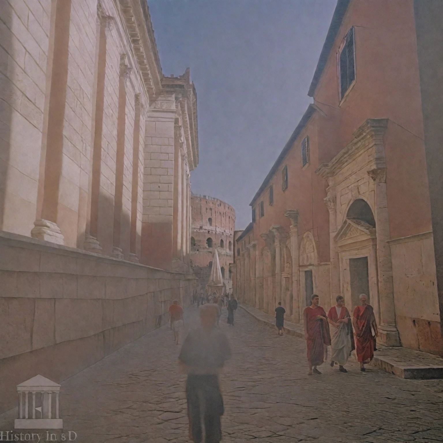 arafed view of a city with a lot of buildings and a clock tower, roman city, rome, ancient rome, rome in background, eternal city, roma, roman monuments, ancient roman setting, rome backdrop, roman historic works, market in ancient rome, old roman style, colosseo, city ruins in the background, ancient roman style, view from slightly above