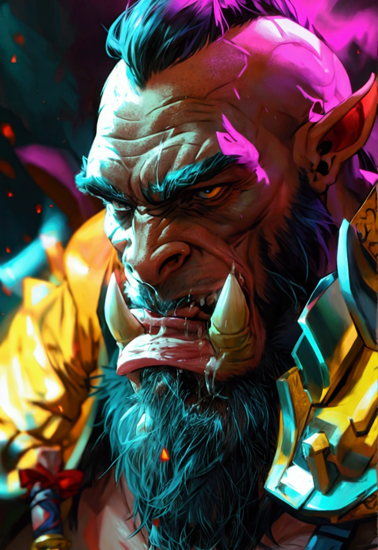 A male and strong masculine orc sucking another orc dick