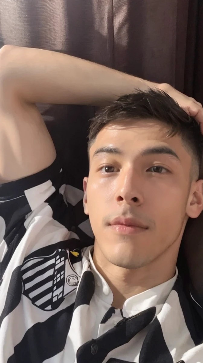 Attractive man short hair handsome white Asian yellow