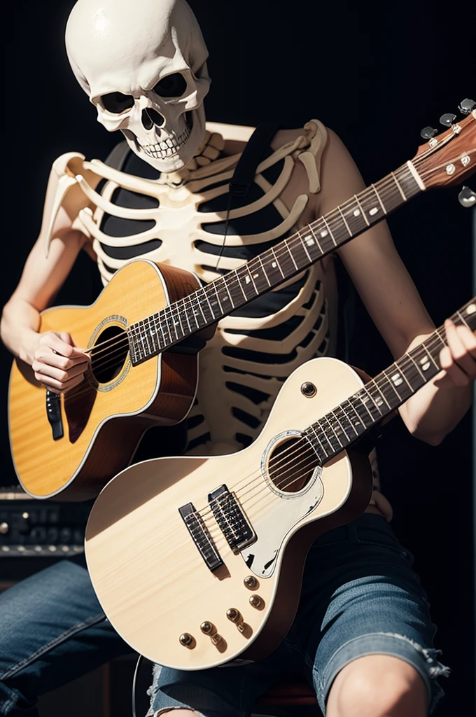skeleton playing guitar