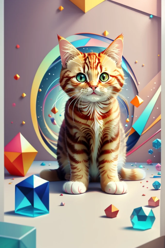 (tabby cat), Munchkin ,multidimensional geometric PORTRAIT wall, Artbook, tchibi,
o 08k, comely, colorfully,
Master Pieces, of the highest quality, best qualityer, offcial art, comely and aesthetic,