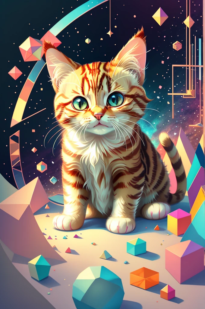 (tabby cat), Munchkin ,multidimensional geometric PORTRAIT wall, Artbook, tchibi,
o 08k, comely, colorfully,
Master Pieces, of the highest quality, best qualityer, offcial art, comely and aesthetic,