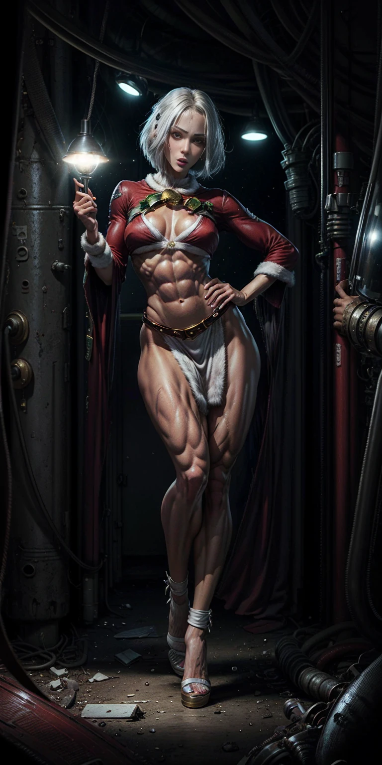 (((1 girl))), (Cassia Orsellio), (short white hair), (Red eyes), , (((wearing a sexy Santa suit))), (Full body view), (in the motel room), (((slender, muscular legs))), thin waist, Stomach Muscles, big ass, (((Full body photo))), black high heel shoes, (standing with one eye closed and showing her very sensual tongue), (((very sensual expression))), (HDR), eye reflection, extended eyes, extended eyes, moody, cheered up, minimalism, cheered up style, ray tracing, cinematic lighting, cinematic lighting, shine, shine, jpeg artifacts, bright light, rays of god, ray tracing, drop shadow, panorama, Sony FE, from behind, below, below, UHD, piece of teacher, necessary, necessary, anatomically correct, super detail, high quality , Best Quality , very high, 16k