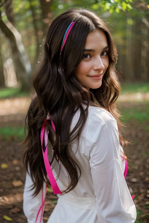 She is a woman, with a slim figure.clear skin. long dark hair, that falls in soft waves to the back, often adorned with colorful ribbons . eyes are deep, light brown. His smile is bright. Regarding his style, prefers to combine colors that reflect his connection with the earth and nature.