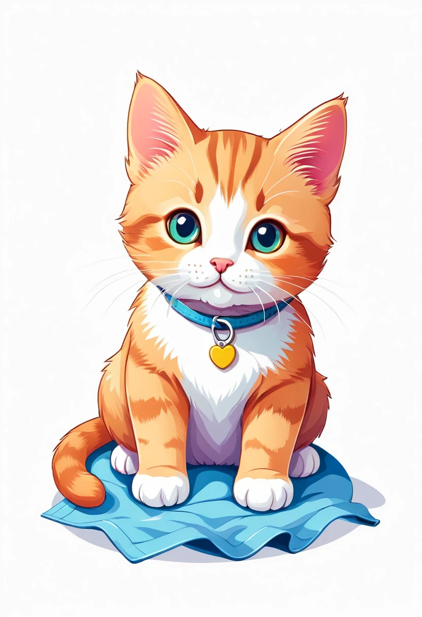 A t-shirt with a flat illustration of a cute cat, vector feito no Adobe Illustration, colorful tones, highly detailed cleanliness, imagem vectorial, photorealistic masterpiece, professional photograpy, plain white background, isometric, Vibrant, vector