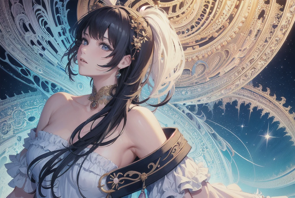 (masterpiece, top quality, best quality, official art, beautiful and aesthetic:1.2), (1girl:1.3), (fractal art:1.3),
