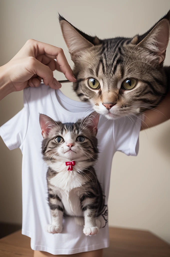 Create an image to print t-shirts with cat images