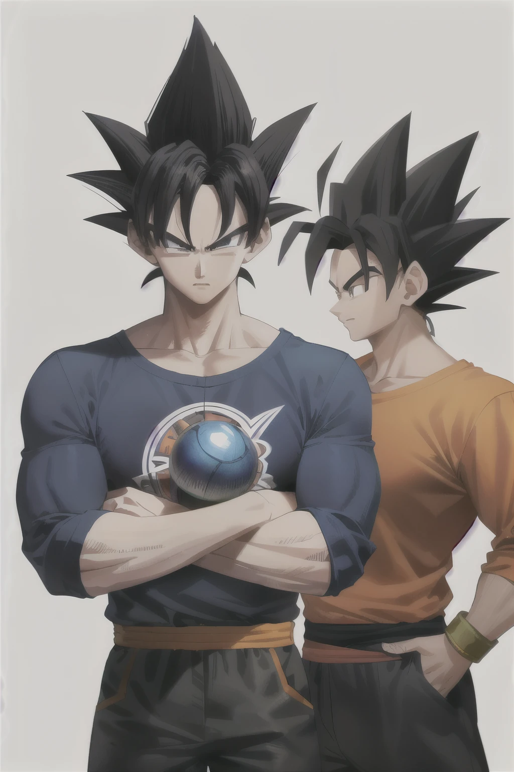 Dragon Ball Goku, in this piece of art, is portrayed with a hand-drawn and intricate pencil ink technique, capturing the essence of the iconic character. Vegeta, with his iconic blue com cabelo vegeta, is also included, adding a contrasting dynamism to the image. Inspired by the original Dragon Ball concept art by Akira Toriyama, the style maintains the distinctive Dragon Ball aesthetic, featuring the Black Saiyan Hair with Wild Tips, a trademark of both Goku and Vegeta. The art style pays homage to Seki Toriyama's unique and iconic character designs, presented in high definition and true to the Dragon Ball Z