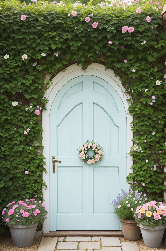 Flowers style maternity door in the garden in light colors with the name Jamily