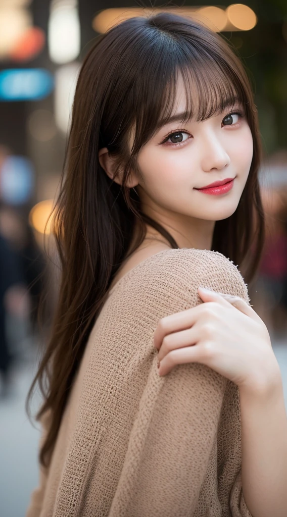 Tabletop, Highest quality, shape, Very detailed, finely, High resolution, 8k wallpaper, 完璧なダイナミックな構shape, Beautiful and exquisite,ランダムなcute髪,,Natural color lip, Bold sexy pose,smile、20-year-old girl、cute、Looking into the camera,Always blur the background,Perfect and beautiful face,Slim face and figure,Big eyes、Putting on gal makeup,Small face,smile,Blurred Background,Elegant feminine face、Cyberpunk Fashion、Fun in Shibuya、Disheveled Hair、Change pose randomly、Randomly change the shooting angle and position、Summer fashion for women、Disheveled Hair、Harajuku、Cool pose
