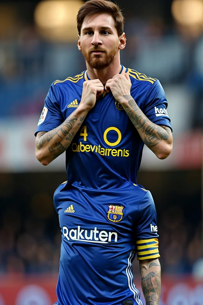 messi with the boca juniors t-shirt