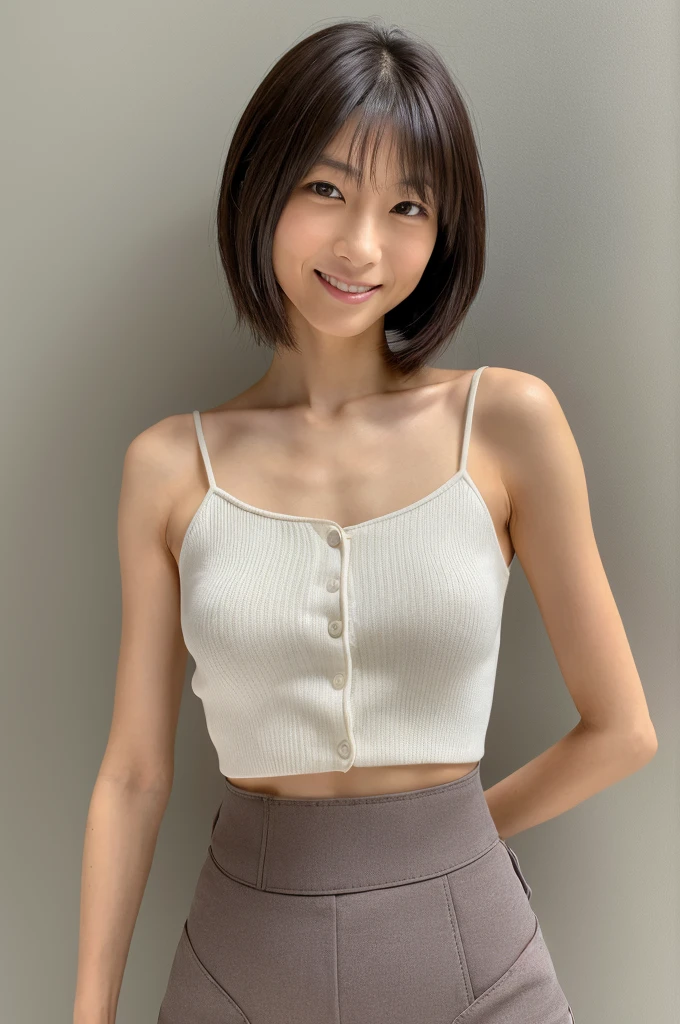 ((Highest quality, 8K, masterpiece: 1.3)), sharp: 1.2, Skinny Japanese woman, 30 years old, Perfect Body Beauty: 1.4, (Very small waist: 1.5), Cute face, Light brown short hair, (((Open your crotch))), Slender body, ((No clothes)), Highly detailed face and skin texture, Fine grain, double eyelid, ((Full Body Shot)), Natural light, smile, Thick pubic hair，Small areola