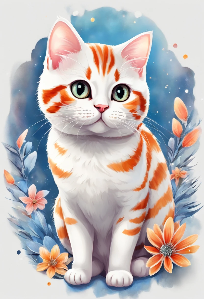 a cat of the American Shorthair breed, 3D watercolor style painting, American Shorthair cat, full picture, High contrast high resolution (photorrealistic:1.5), White background, sticker style, (raw photos, 8k hd,