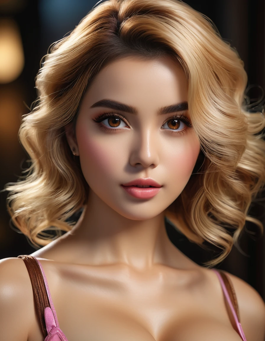 ((Photo from upper body to thigh: 1.4)), (intricately detailed portrait: 1.15), ((best soft studio lighting: 1.2)), (1girl: 1.3, 14 years), photorealistic Realism 16K Quality, ultra resolution, (high quality skin with realistic texture), (high quality hair with realistic texture), ((brown hair, (combed on one side), ultra detailed: 1.32)), ((perfect proportions)),((anatomically correct)), (((firm and full breasts: 1.22))), (intricately detailed beautiful face), (light pale complexion), (intricately detailed beautiful face), (light pale complexion), BREAK, photorealistic Realism 8K, 16K Quality, (ultra absurd quality, extremely detailed detail, hyper resolution, clear sharp focus, not blurry, (Realistic brown_eyes:1.35)), ((perfect dark_eyeshadows:1.45)), (super Detailed, beautiful little nose:1.2), (perfect composition), Depth of field, cinematic light, Lens flare, (extremely beautiful face, beautiful lips , Beautiful eyes), Intricate detail face, best high quality real texture skin:1.3, A woman with velvety skin:1.33), ((best high quality real texture hair)), (short blonde hair, (wavy, combed up, behind the ear), extremely detailed:1.38)), photo of the most beautiful artwork in the world, professional majestic (photography by Steve McCurry), 8k uhd, dslr, soft lighting, high quality, Fujifilm XT3 sharp focus, f 5.6, dramatic, (Anatomically correct perfect proportions), ((perfect hands:1.2)), (Super beautiful face: 1.33), ((perfect female body:1.4)), cute girl, ((firm and full breasts)), (the most absurd quality perfect eyes:1.35), ((super beautiful cute sharp-face)), (light pale complexion), (pink_makeup:1.3), BREAK, ((Classic and sexy (golden) cheongsam)、Detailed blue decoration:1.3)), BREAK, (Fitted clothing:1.3)、dynamic pose、((shot to the knees)), (no decorations in the hair), (dark shot:1.2), (firm normal full breasts), (drink in the hand),