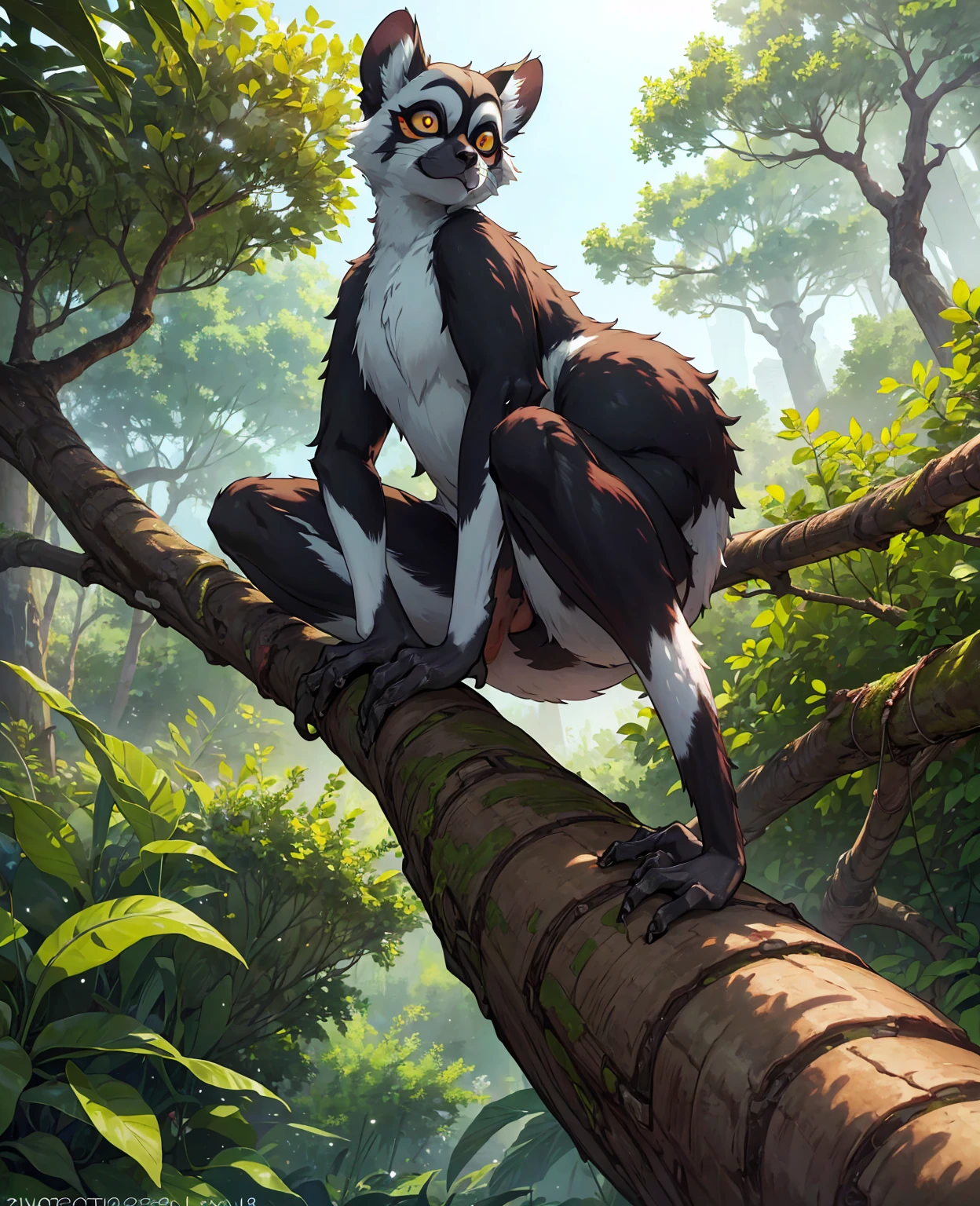 a cute lemur, adorable lemur, realistic lemur, lemur in the wild, lemur on a tree branch, lemur with big eyes, lemur with long tail, photorealistic lemur, highly detailed lemur, extremely detailed lemur, (best quality,4k,8k,highres,masterpiece:1.2),ultra-detailed,(realistic,photorealistic,photo-realistic:1.37),vibrant colors,natural lighting