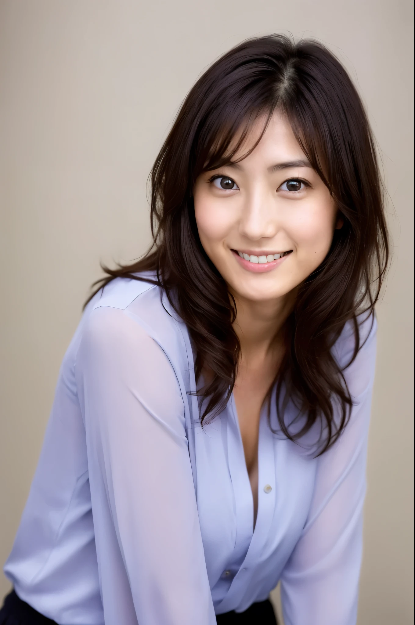 (((One girl,alone))),(Highly realistic photos, High resolution, Detailed face, Beautiful Eyes) Japanese women, 21 years old, Cute face, alone:1, Nice body, Medium chest, ,Hairstyle, Take a photo book,Dark Sky、shirt、Healthy Body,smile,Thighine Fujiko