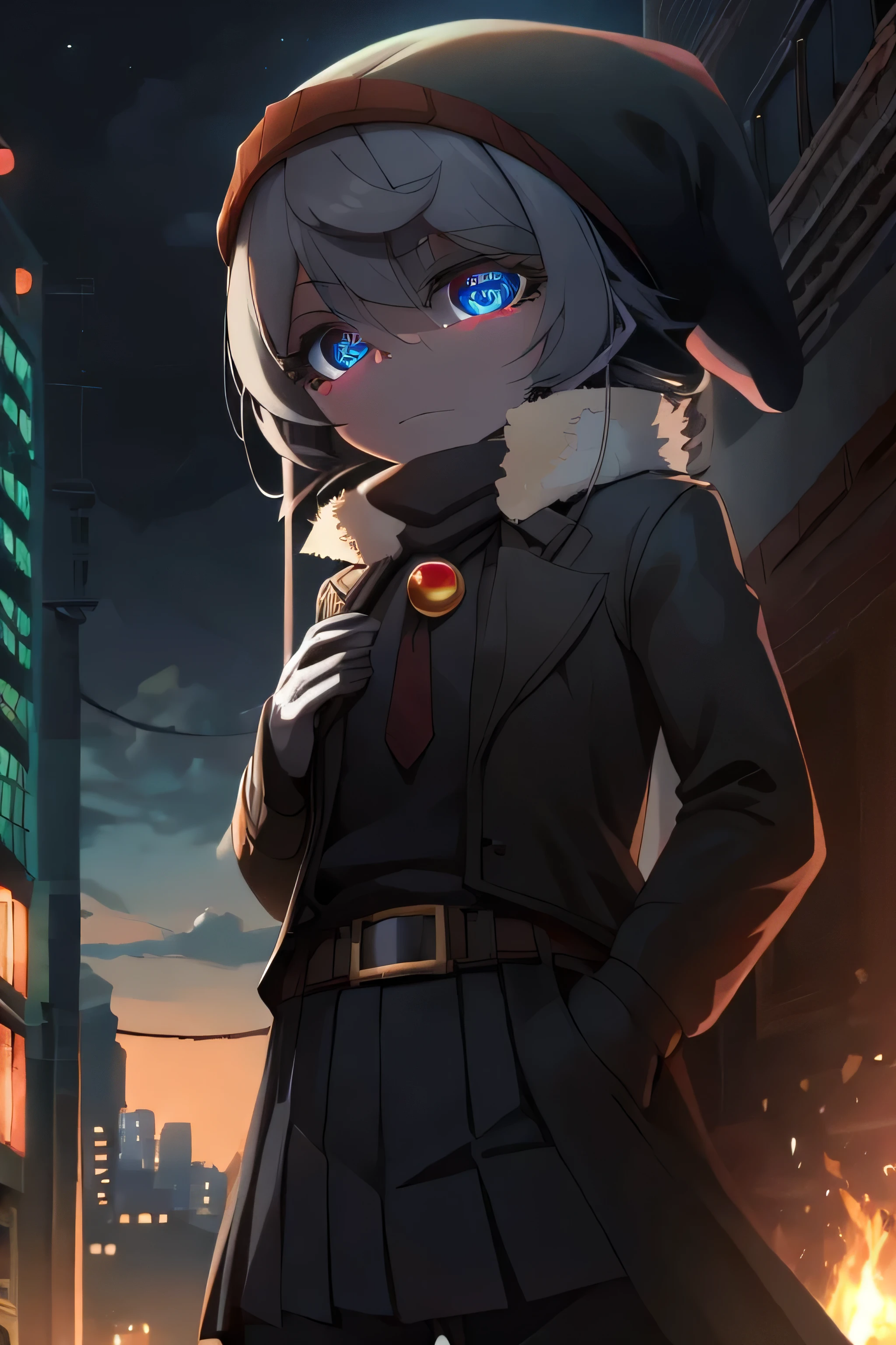 Hitagi Senjogahara, Senjougahara Hitagi, Short hair, bangs, White eyes, gray hair, (medium breasts:1.2),
BREAK skirt, Shirt, gloves, Long sleeves, hat, School uniform, Jacket, , pleated trousers, Open your clothes, neck tie, black pants, scarf, open Jacket, coat, , Fur trim, black neck tie, blue headwear, pink Shirt, beanie, Winter clothes, blue scarf, naoetsu high ,
BREAK outdoors, city, yuki,
BREAK looking at viewer, (Cowboy Shot:1.5),
BREAK (masutepiece:1.2), Best Quality, High resolution, Unity 8k Wallpaper, (Illustration:0.8), (Beautiful detailed eyes:1.6), extra detailed face, Perfect Lighting, extremely details CG, (Perfect hands, Perfect Anatomy),
