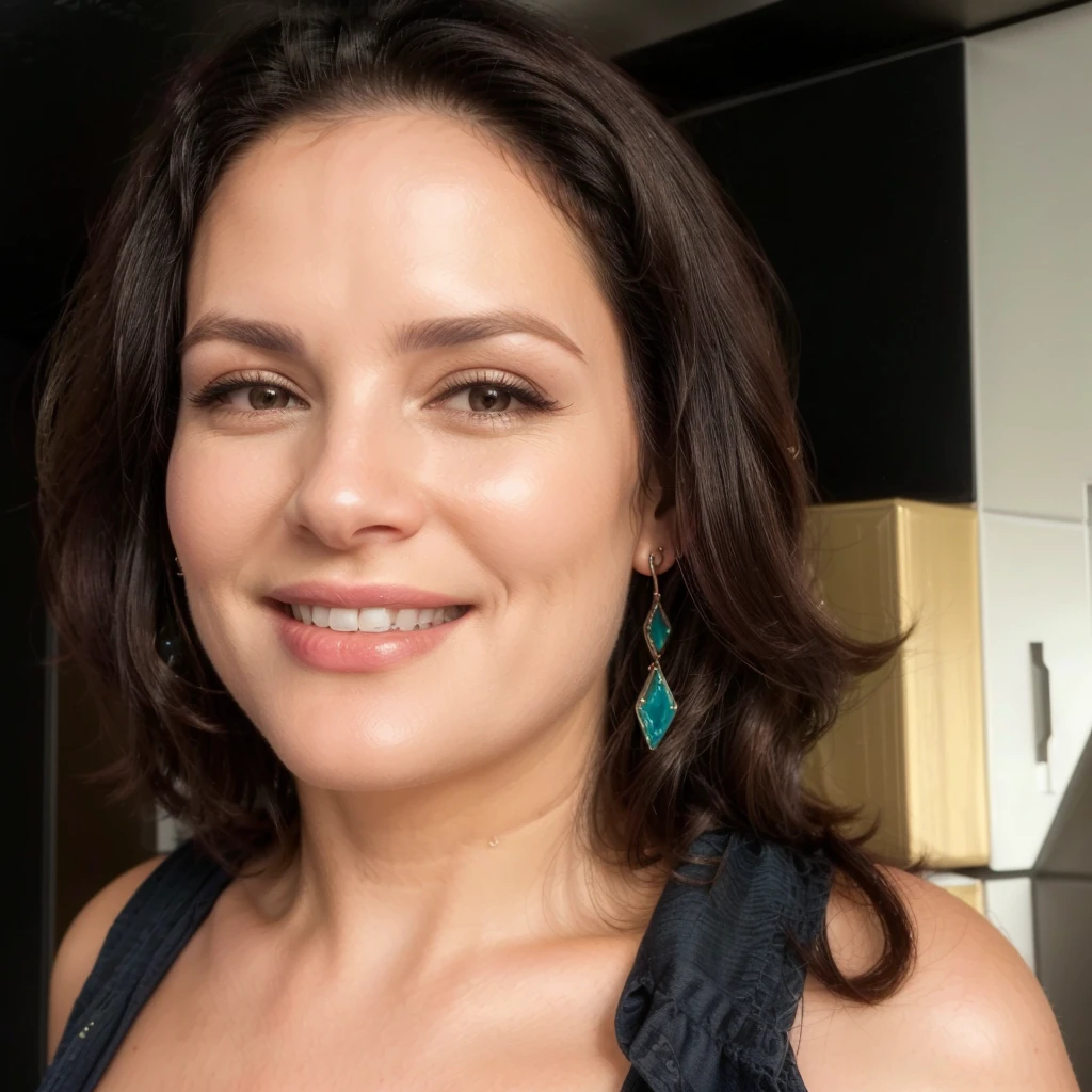 smiling woman with dark hair and earrings in a kitchen, profile image, 4 5 them, sandra chevier, headshot profile imageture, 5 5 them, taken at the beginning of 2020, 4 0 years, dawn Mcteigue, powder Nándor Katona, niele toroni, profile image, Geri Keary, profile imageture