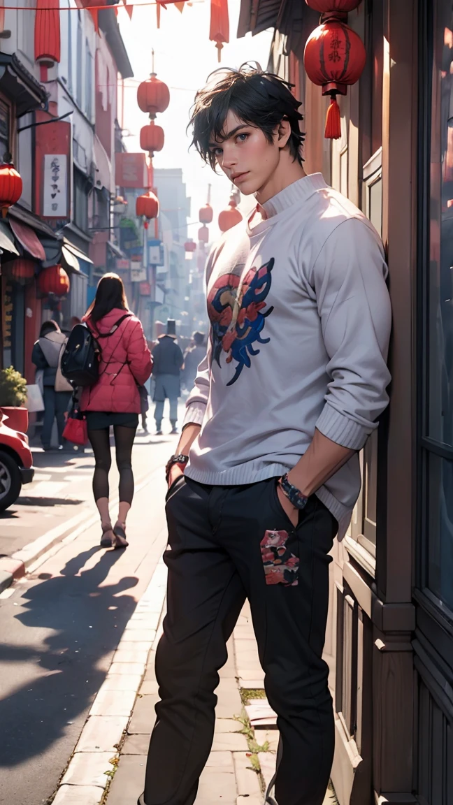CAPCOM「Street Fighter」Mika rainbow、In an alley in Chinatown、Leaning against the wall of a building with one'arms crossed