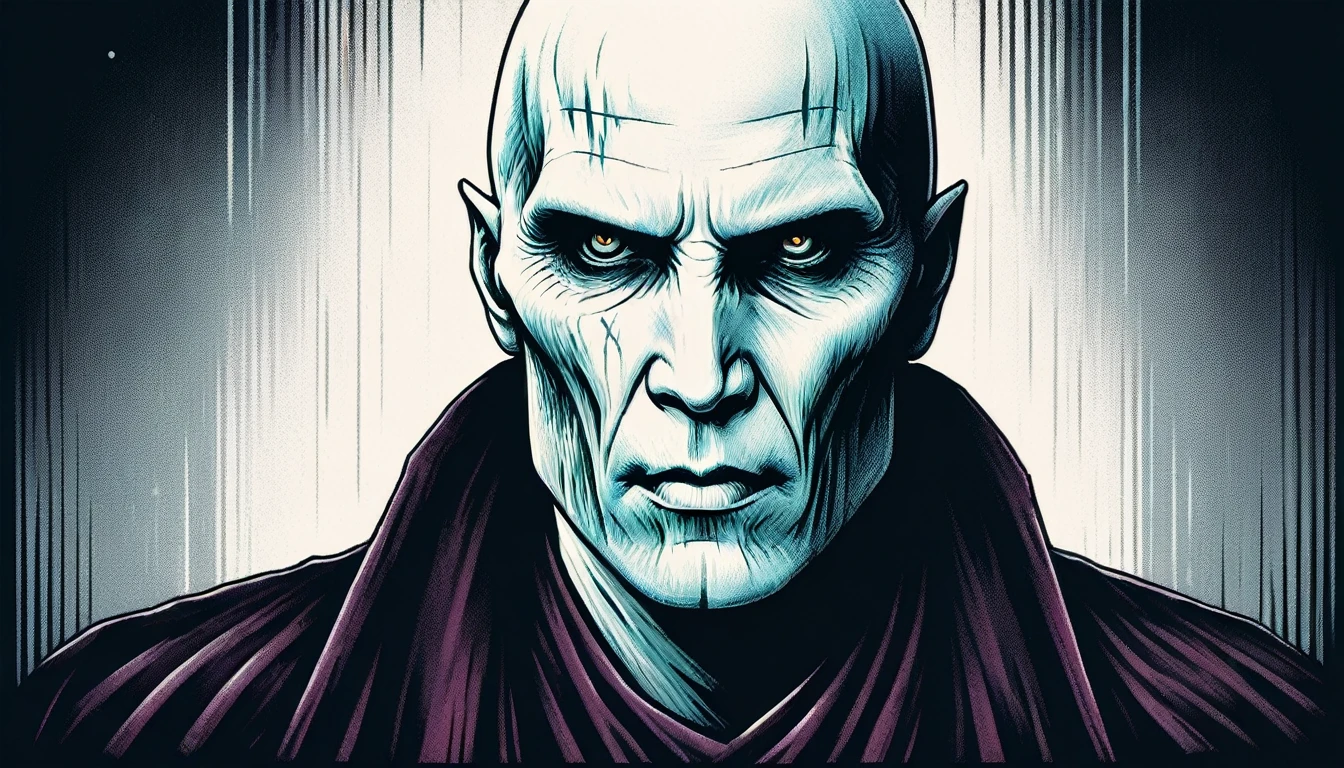 striking colorful painting of the portrait of Voldemort, in highly detailed Howgarts, 8K, Spitz, proffesional, clearing, hight contrast, crystal clearing