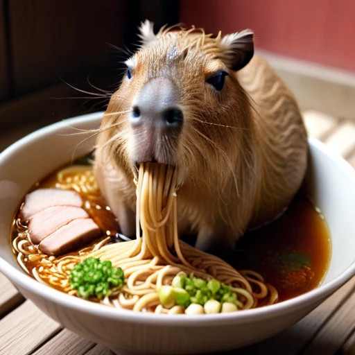 no human,original, capybara,airamen,eating_ramen,
masterpiece, best quality, very aesthetic, absurdres,