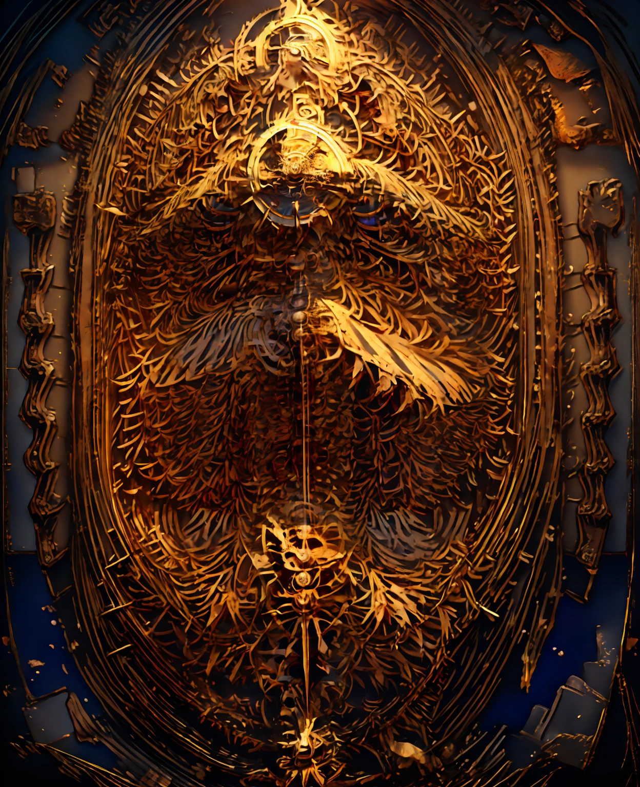 a detailed analog clock, a crow perched on the clock, intricate clockwork, mechanical gears, brass and copper accents, gothic architecture, dark moody lighting, dramatic shadows, muted color palette, cinematic lighting, highly detailed, photorealistic