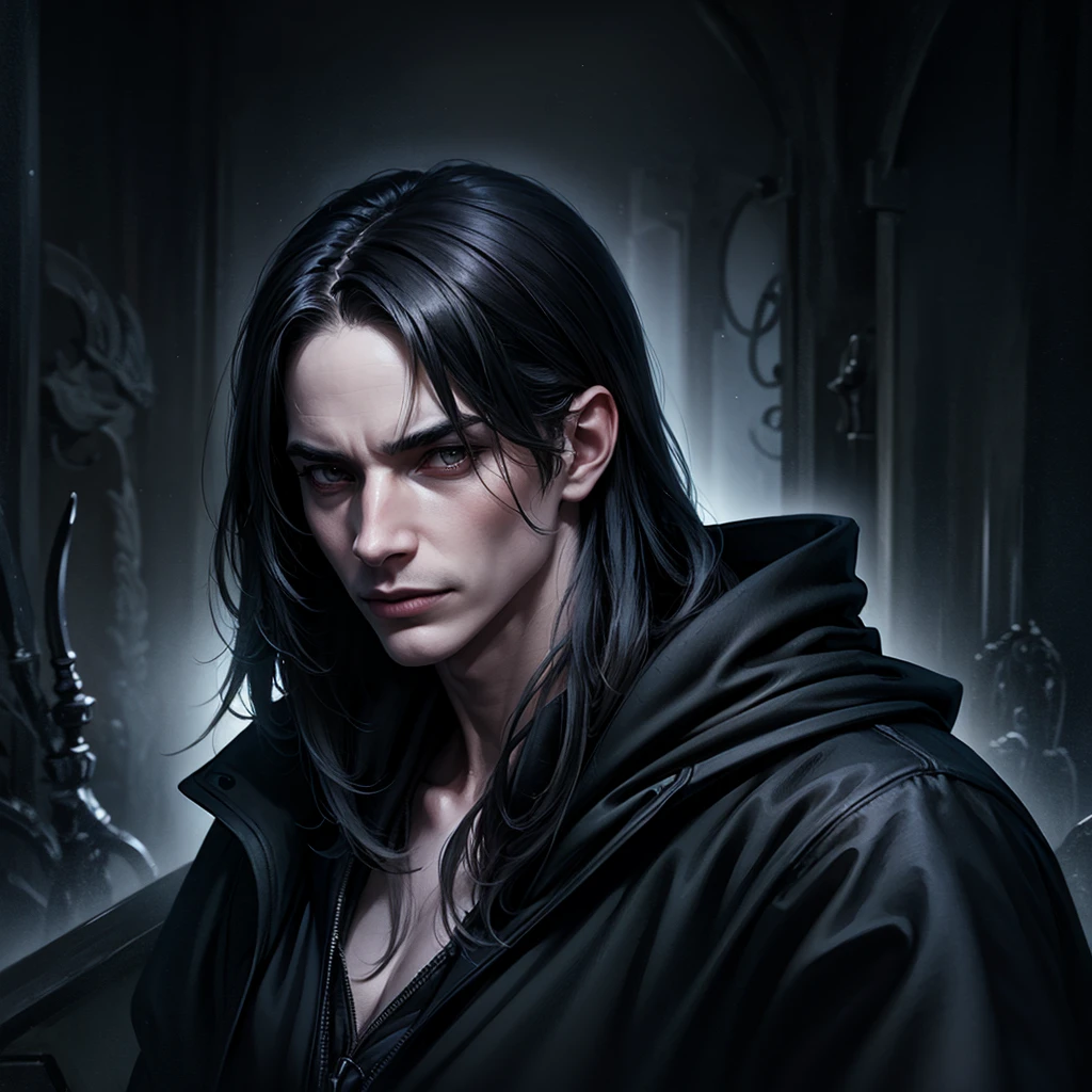 Portrait of the Grim Reaper, handsome, high chaos, dark atmosphere, intricate details, by Johan Grenier style, Alyssa Monks style